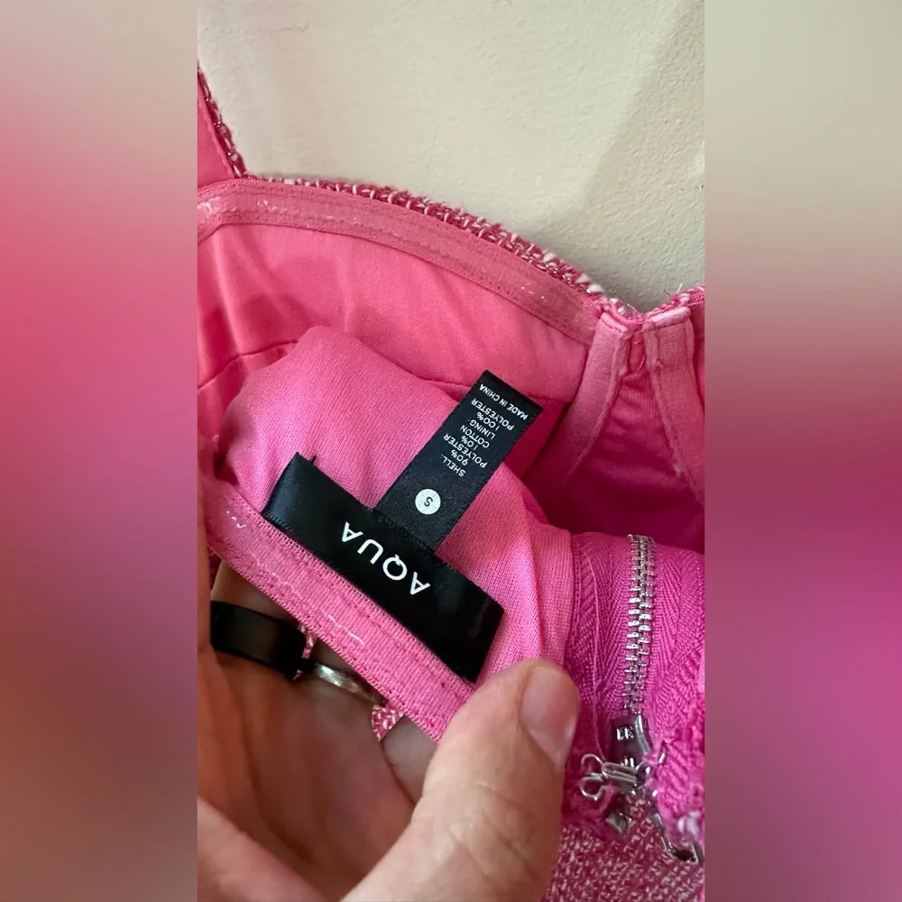 Aqua Pink Textured Ruffle Mini Dress - Picture 5 of 6